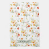Personalized Name Watercolor Sunny Floral Pattern Geschirrtuch (Vertikal)