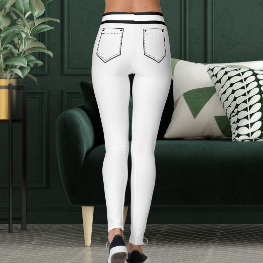 Personalized Name White And Black Stripes Fun Gift Leggings