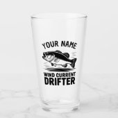 Personalized Name Wind Current Drifter Bass Fish Glas (Vorderseite)