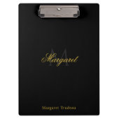 Personalized Name with Stylish Monogram Black Klemmbrett (Vorderseite)