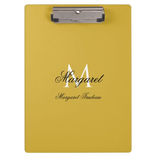 Personalized Name with Stylish Monogram M Gold Klemmbrett (Vorderseite)