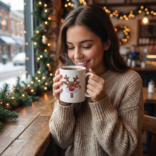 Personalized name Xmas reindeer cute cartoon Porzellantasse