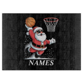 Personalized Name Xmas Santa Dunking Basketball Schneidebrett (Vorderseite)