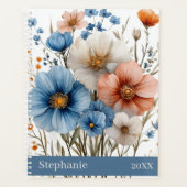 Personalized Name & Year Blue Wildflower Planer (Vorderseite)