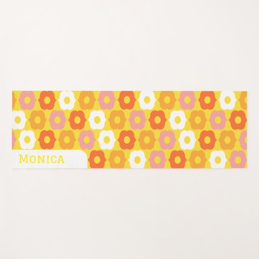 Personalized name yellow orang flowers pattern yogamatte (Vorderseite (Horizontal))