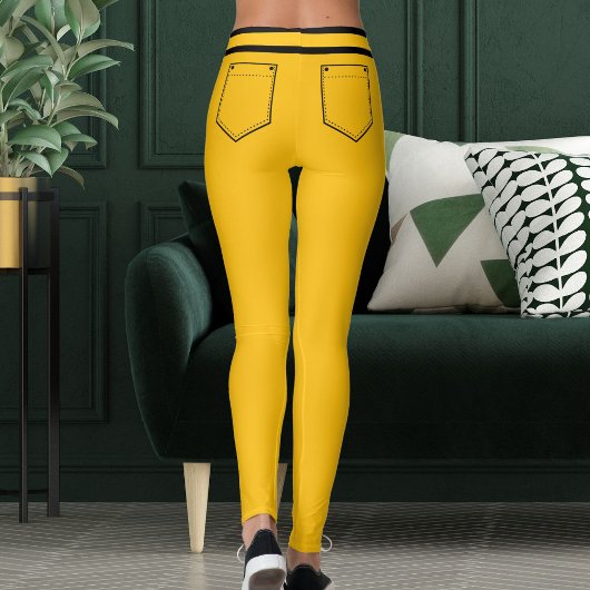 Personalized Name Yellow Orange Black Stripes Gift Leggings