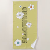 Personalized Name Yellow Retro Style Flowers Strandtuch (Vorderseite)