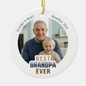 Personalized Names Photo Best Grandpa Ever Keramik Ornament (Vorne)