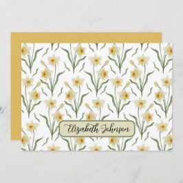 Personalized Narcissus Floral Note Card Mitteilungskarte