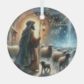 Personalized Nativity Shepherd Ornament Aus Glas (Vorderseite)