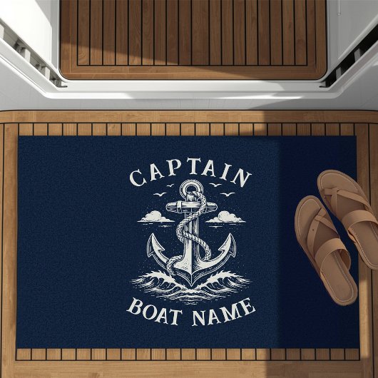 Personalized Nautical Captain Boat Name Anchor Fußmatte