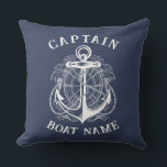 Personalized Nautical Captain Boat Name Anchor Kissen<br><div class="desc">Personalized Nautical Captain Boat Name Anchor Throw Pillow</div>