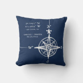 Personalized Nautical Coordinates & Compass Rose Kissen (Vorderseite)