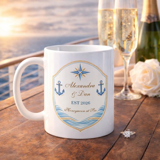 Personalized Nautical Honeymoon Crest Kaffeetasse