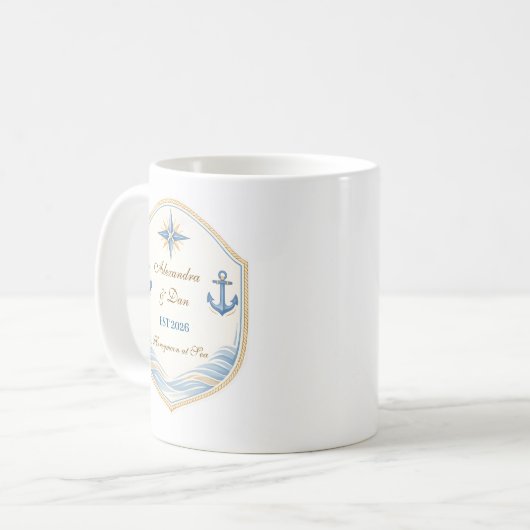 Personalized Nautical Honeymoon Crest Kaffeetasse (Vorderseite Links)
