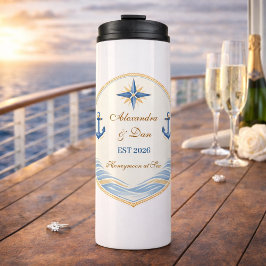 Personalized Nautical Honeymoon Crest Thermosbecher