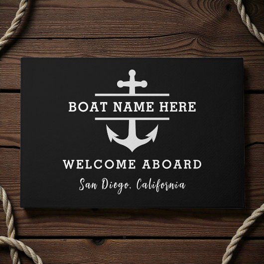 Personalized Nautical Welcome Aboard Anchor Fußmatte