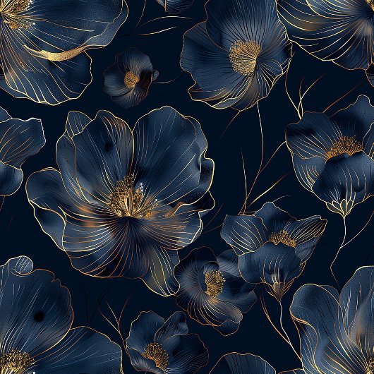 Personalized Navy Blanket Chic Gold Flowers Gift Fleecedecke