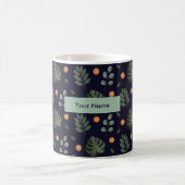 Personalized Navy Blue Botanical Floral Mug Kaffeetasse (Mittel)