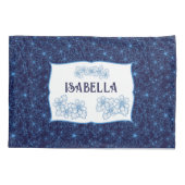 Personalized Navy Blue Floral Aesthetic Kissenbezug (Rückseite-Links)