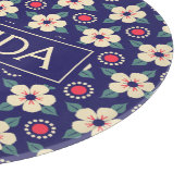 Personalized Navy Blue Floral Schneidebrett (Ecke)