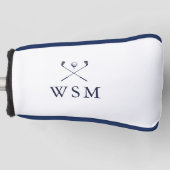 Personalized Navy Blue Monogram Golf Clubs Golf Headcover (Vorderseite)