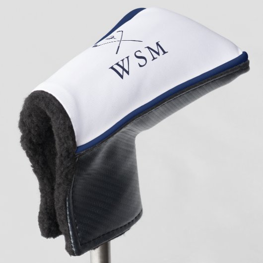 Personalized Navy Blue Monogram Golf Clubs Golf Headcover (3/4 Vorderseite)