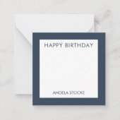 Personalized Navy Blue Retro Flower Mitteilungskarte (Vorderseite)