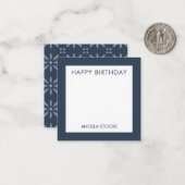 Personalized Navy Blue Retro Flower Mitteilungskarte (Vorderseite/Rückseite Beispiel)