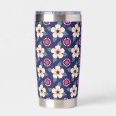 Personalized Navy Blue Vintage Floral Thermobecher (Rückseite)