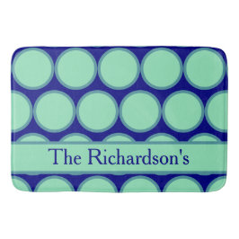 Personalized Navy Mint Polka Dot Pattern Modern  Badematte