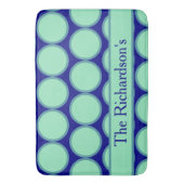 Personalized Navy Mint Polka Dot Pattern Modern  Badematte (Vorderseite Vertikal)