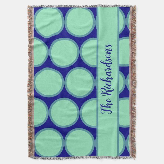 Personalized Navy Mint Polka Dot Pattern Modern  Decke (Vorderseite Vertikal)