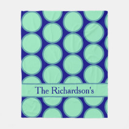 Personalized Navy Mint Polka Dot Pattern Modern  Fleecedecke