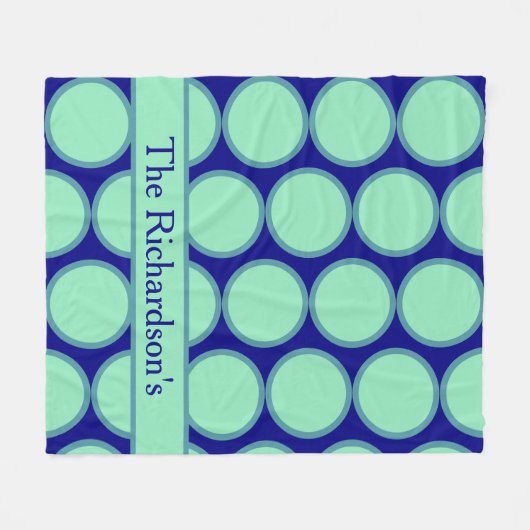 Personalized Navy Mint Polka Dot Pattern Modern  Fleecedecke (Vorderseite (Horizontal))