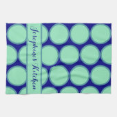 Personalized Navy Mint Polka Dot Pattern Modern  Geschirrtuch (Horizontal)