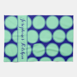 Personalized Navy Mint Polka Dot Pattern Modern  Geschirrtuch