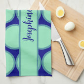 Personalized Navy Mint Polka Dot Pattern Modern  Geschirrtuch (Viertel Falte)