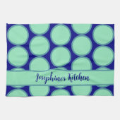 Personalized Navy Mint Polka Dot Pattern Modern  Geschirrtuch (Horizontal)