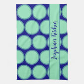 Personalized Navy Mint Polka Dot Pattern Modern  Geschirrtuch (Vertikal)