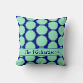 Personalized Navy Mint Polka Dot Pattern Modern  Kissen