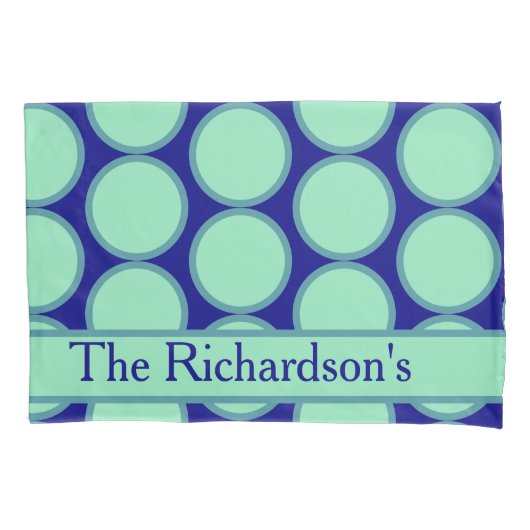 Personalized Navy Mint Polka Dot Pattern Modern Kissenbezug (Vorderseite)