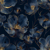 Personalized Navy Napkins Chic Gold Flower Gift Serviette