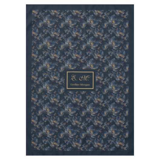 Personalized Navy Tablecloth Chic Gold Accent Tischdecke (Vorderseite)