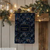 Personalized Navy Towel Chic Gold Flower Accent Geschirrtuch
