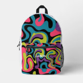 Personalized Neon Abstract Pattern — Retro Design Bedruckter Rucksack (Vorderseite)