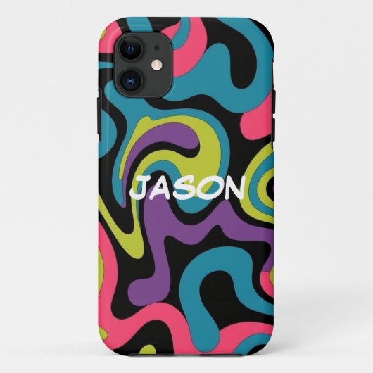 Personalized Neon Abstract Pattern — Retro Design Case-Mate iPhone Hülle (Rückseite)