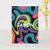 Personalized Neon Abstract Pattern — Retro Design Karte (Gelbe Blume)