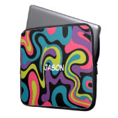 Personalized Neon Abstract Pattern — Retro Design Laptopschutzhülle (Vorderseite Links)