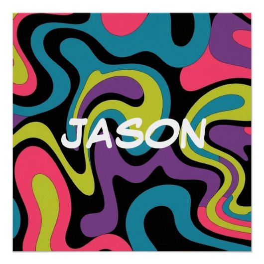 Personalized Neon Abstract Pattern — Retro Design Poster (Vorderseite)